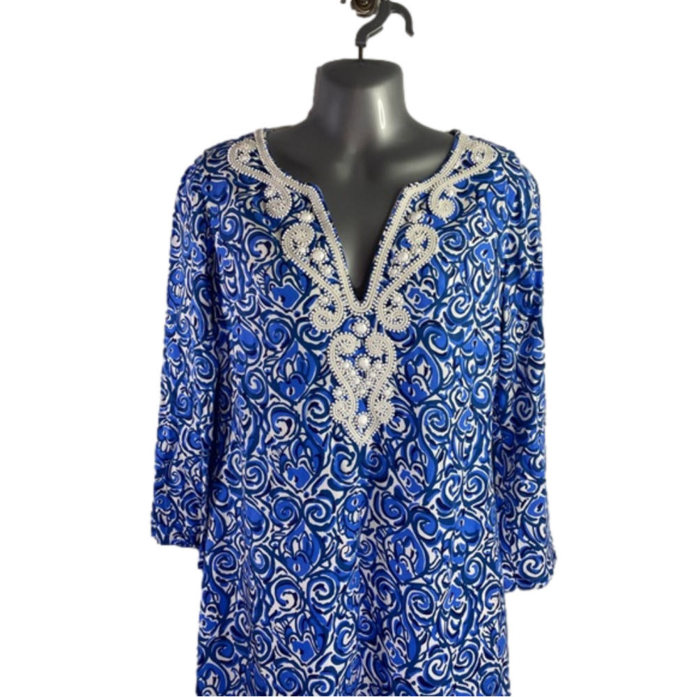 Lilly Pulitzer Julianna Embroidered Beaded Indigo Chasing Tail Dress SKU0633 - Picture 2 of 9